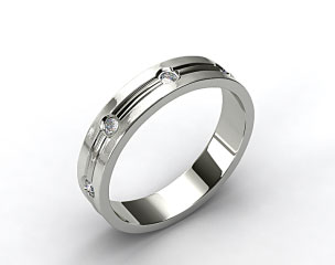 18k White Gold 6mm Grooved Bezel Set Diamond Wedding Ring